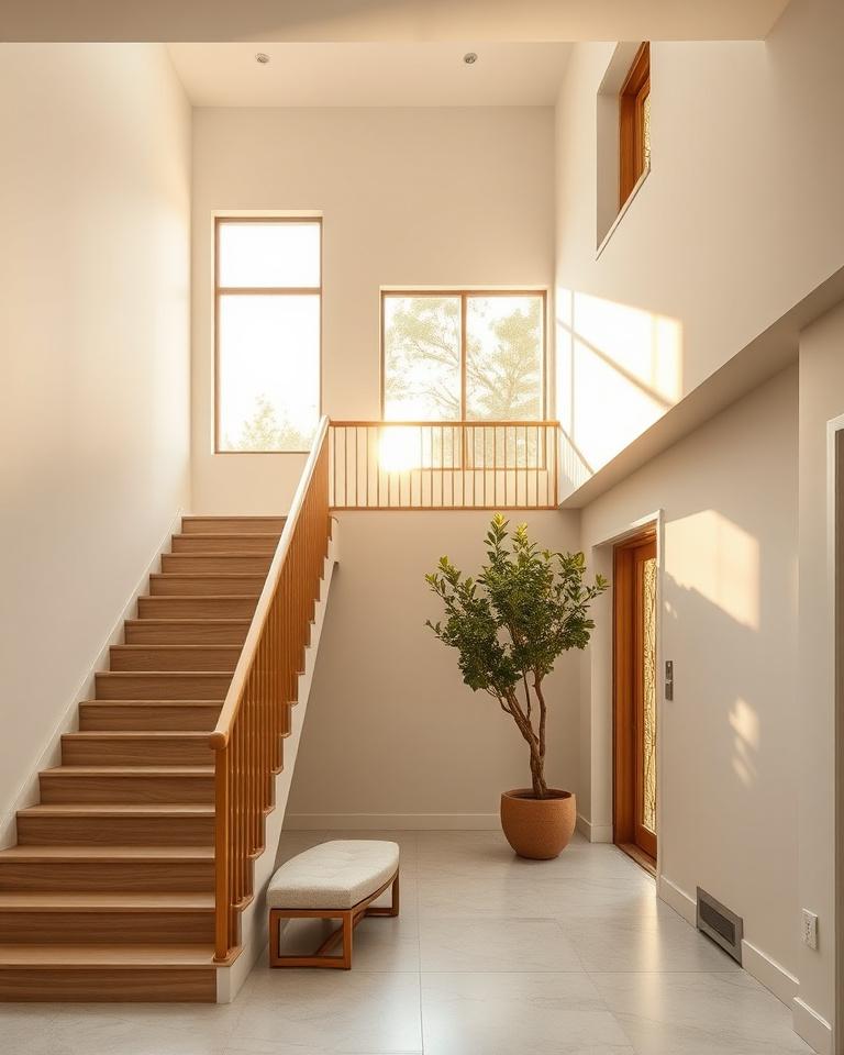 Mont Kiara residence with a double-height stair and brushed brass balustrade